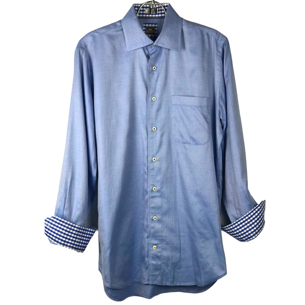Peter Millar Blue Button Down W/Checked Cuffs - image 1